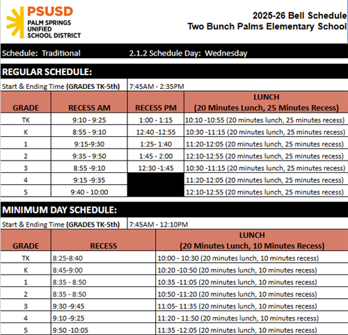 bell schedule